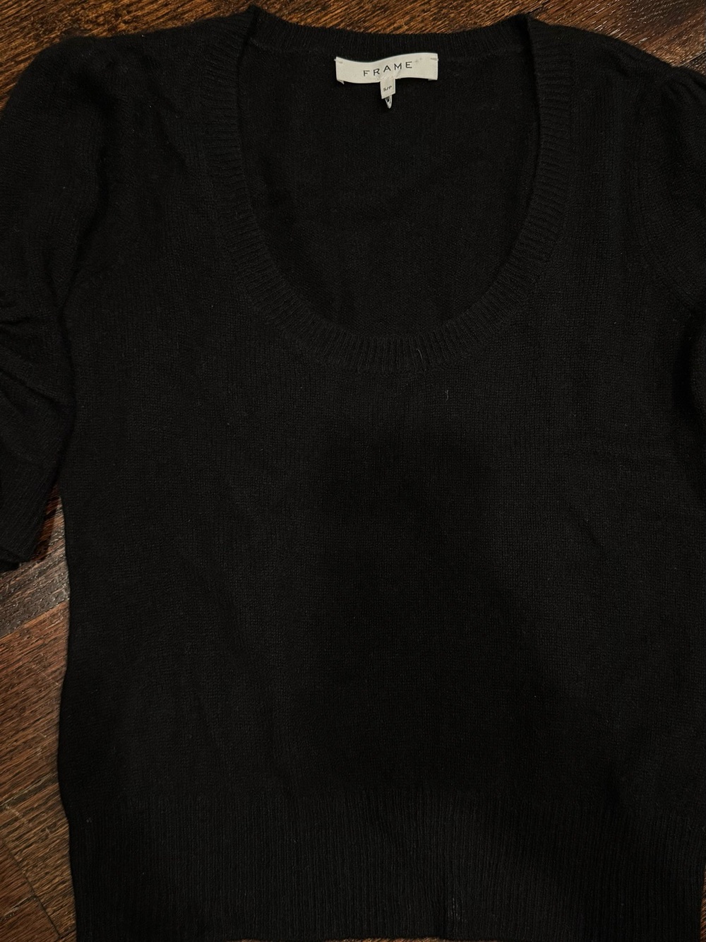 Frame Denim Black Scoop Neck Short-Sleeve Sweater
